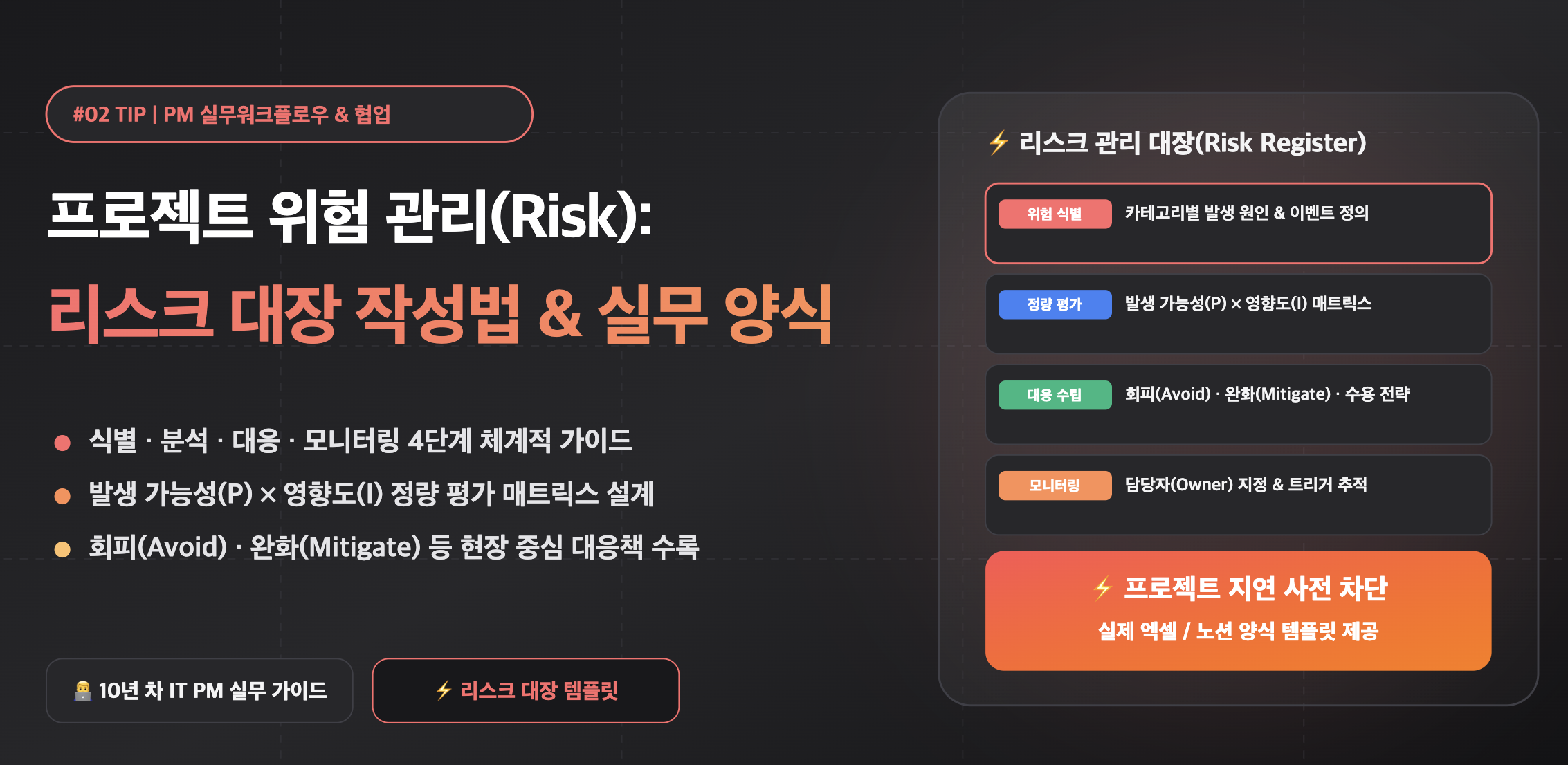프로젝트 위험 관리(Risk) 실무 양식